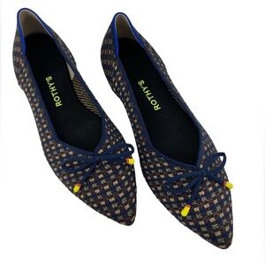 Rothy's The Bow Point Evening Metallic Knit Fabric Ballet Flats - Size 8